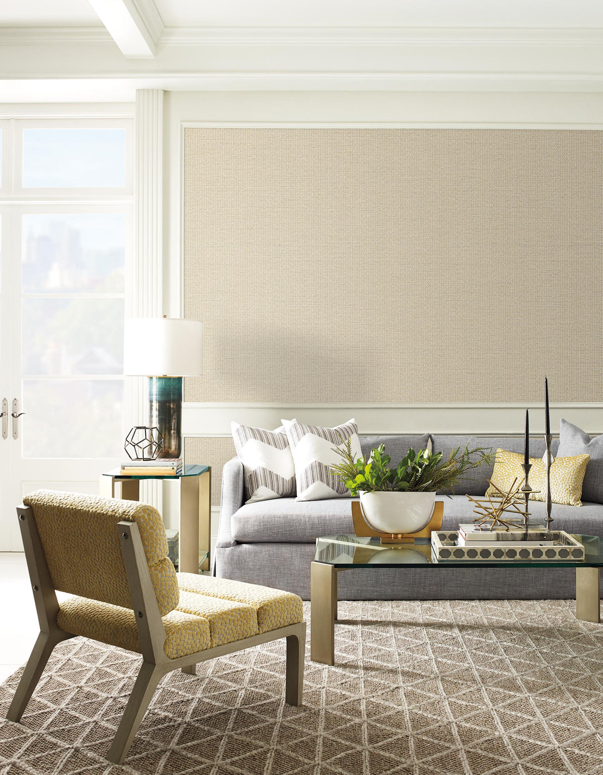 Winfield Thybony EMELINE WOVEN WHITEWASH Wallpaper