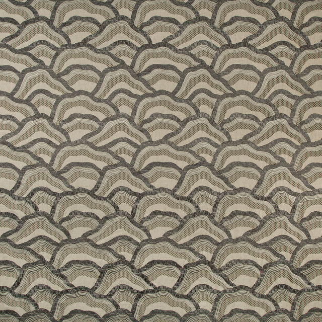 Brunschwig & Fils LES RIZIERES EMB SILVER/CHARCOAL Fabric