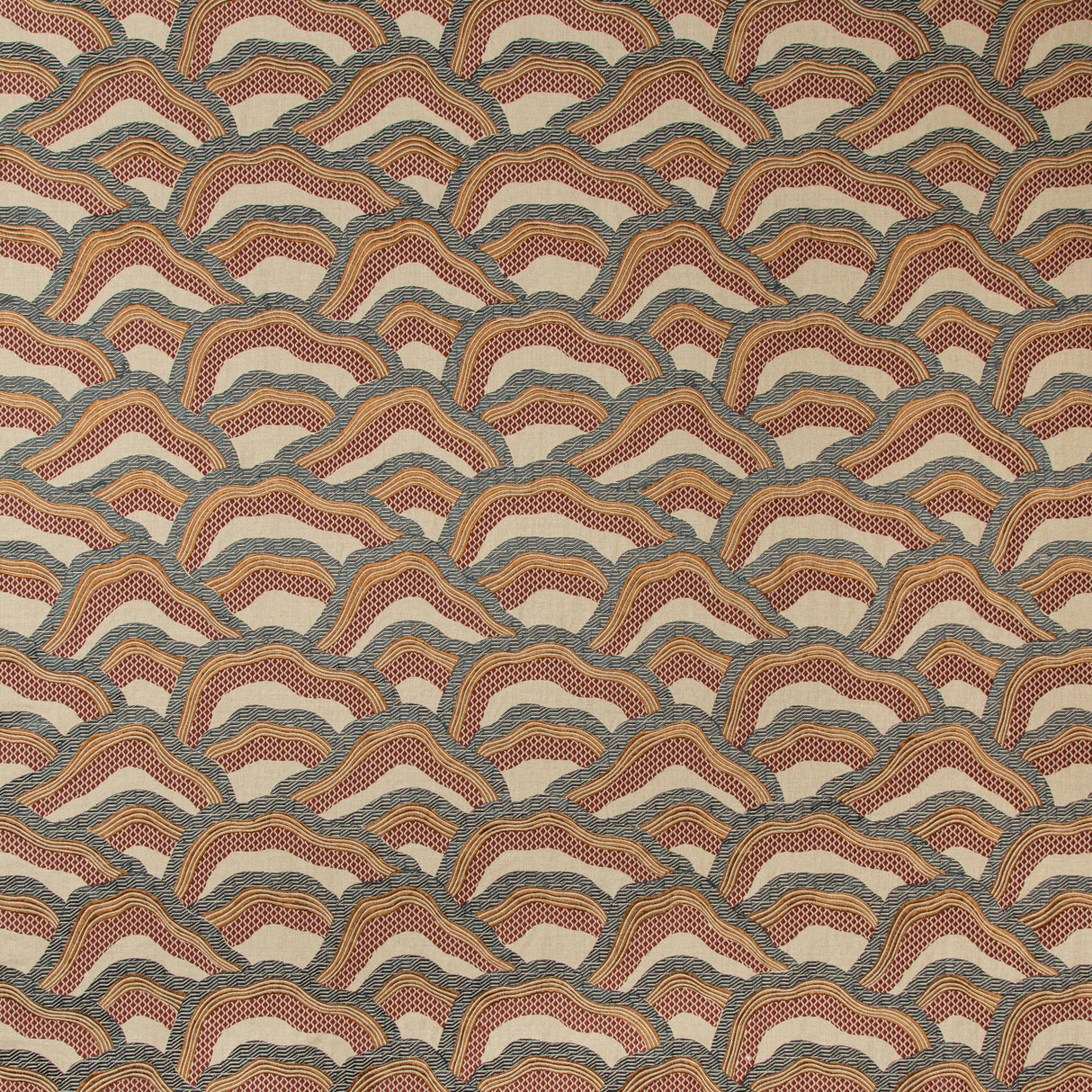Brunschwig & Fils LES RIZIERES EMB RUST/GREY Fabric