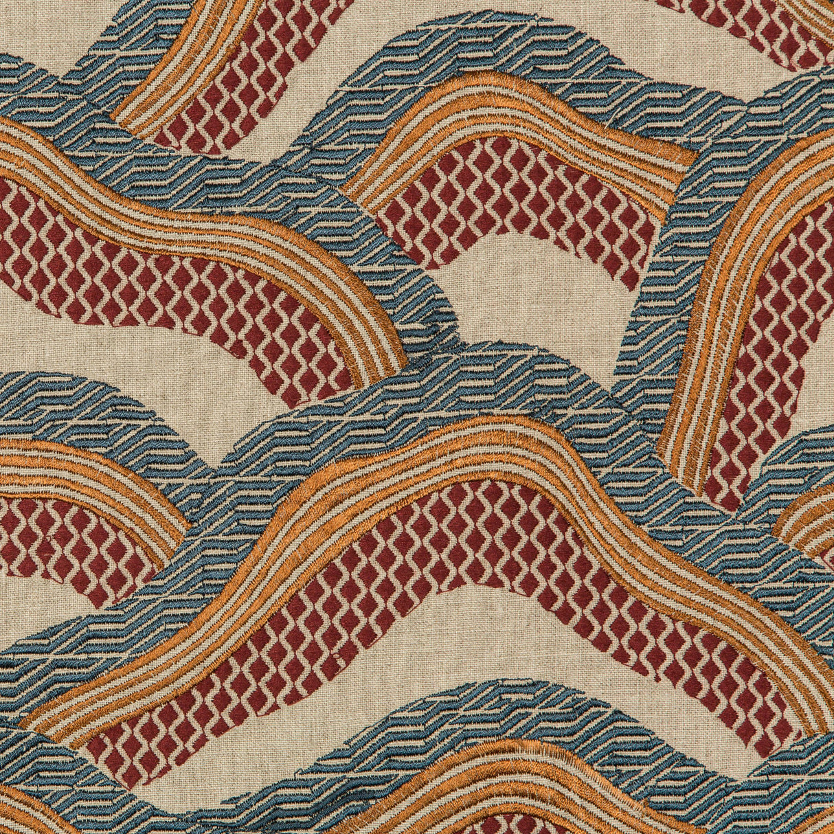 Brunschwig & Fils LES RIZIERES EMB RUST/GREY Fabric