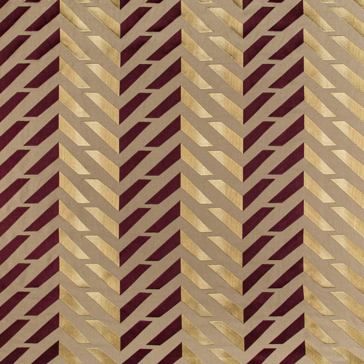 Brunschwig & Fils LES VAGUES EMB PLUM/GOLD Fabric