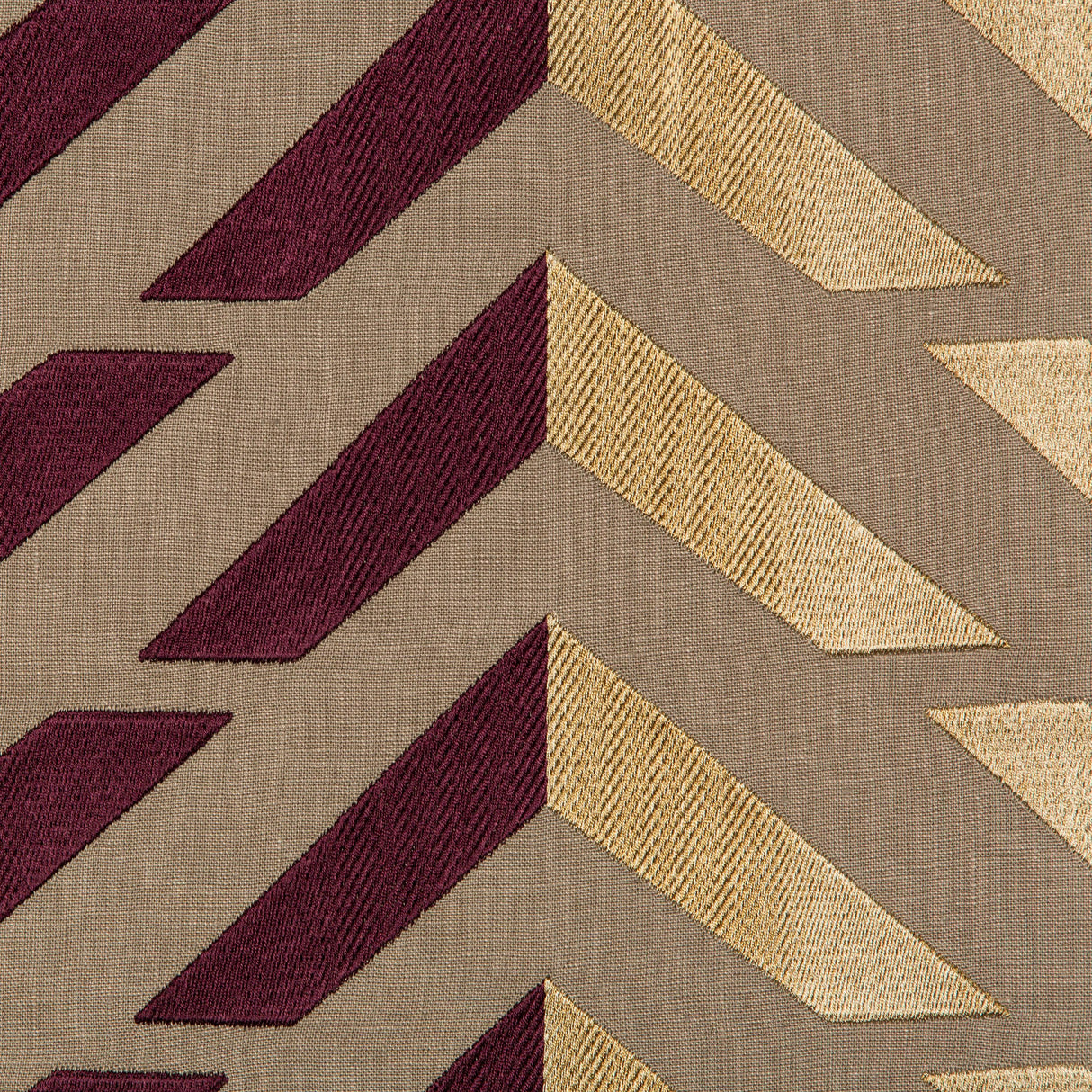 Brunschwig & Fils LES VAGUES EMB PLUM/GOLD Fabric
