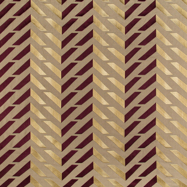 Brunschwig & Fils LES VAGUES EMB PLUM/GOLD Fabric