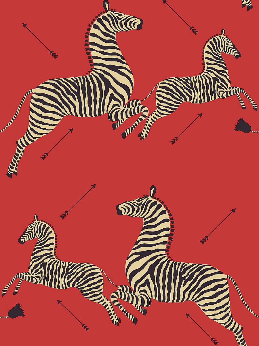 Scalamandre Zebras | Removable Masai Red Wallpaper