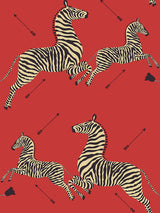 Scalamandre Zebras | Removable Masai Red Wallpaper
