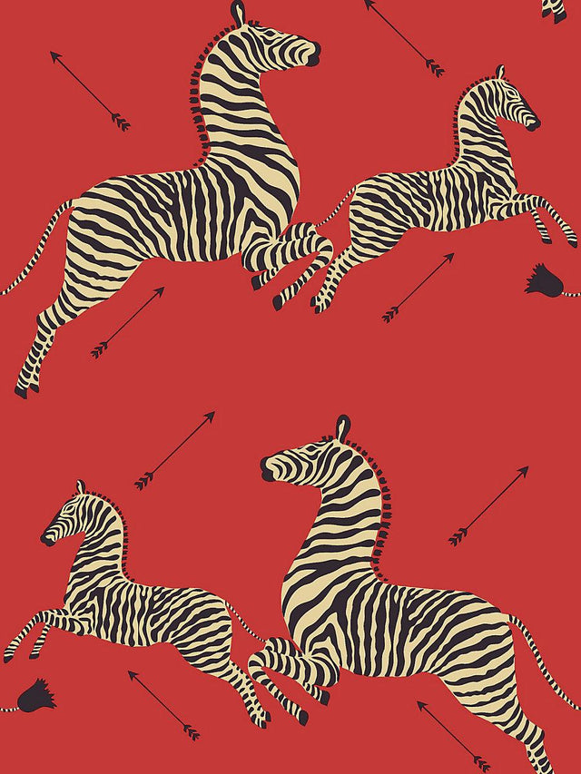 Scalamandre Zebras | Removable Masai Red Wallpaper