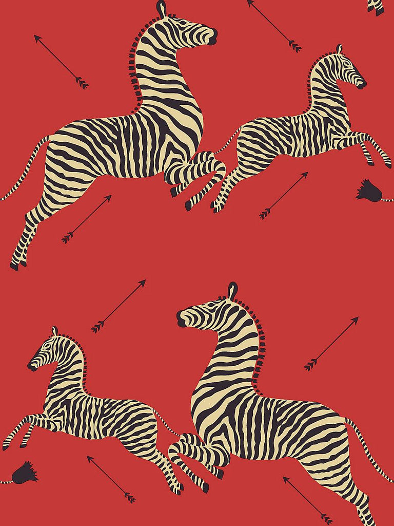 Scalamandre Zebras - Removable Masai Red Wallpaper
