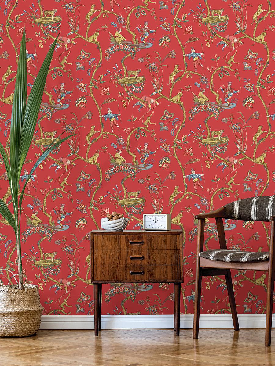 Scalamandre Chinoise Exotique | Removable Tomato Wallpaper
