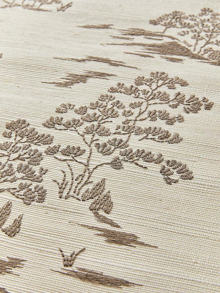 Scalamandre Katsura Embroidered Toile Bark Wallpaper