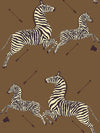 Scalamandre Zebras - Removable Safari Brown Wallpaper
