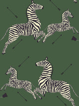 Scalamandre Zebras | Removable Serengeti Green Wallpaper