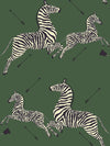 Scalamandre Zebras - Removable Serengeti Green Wallpaper