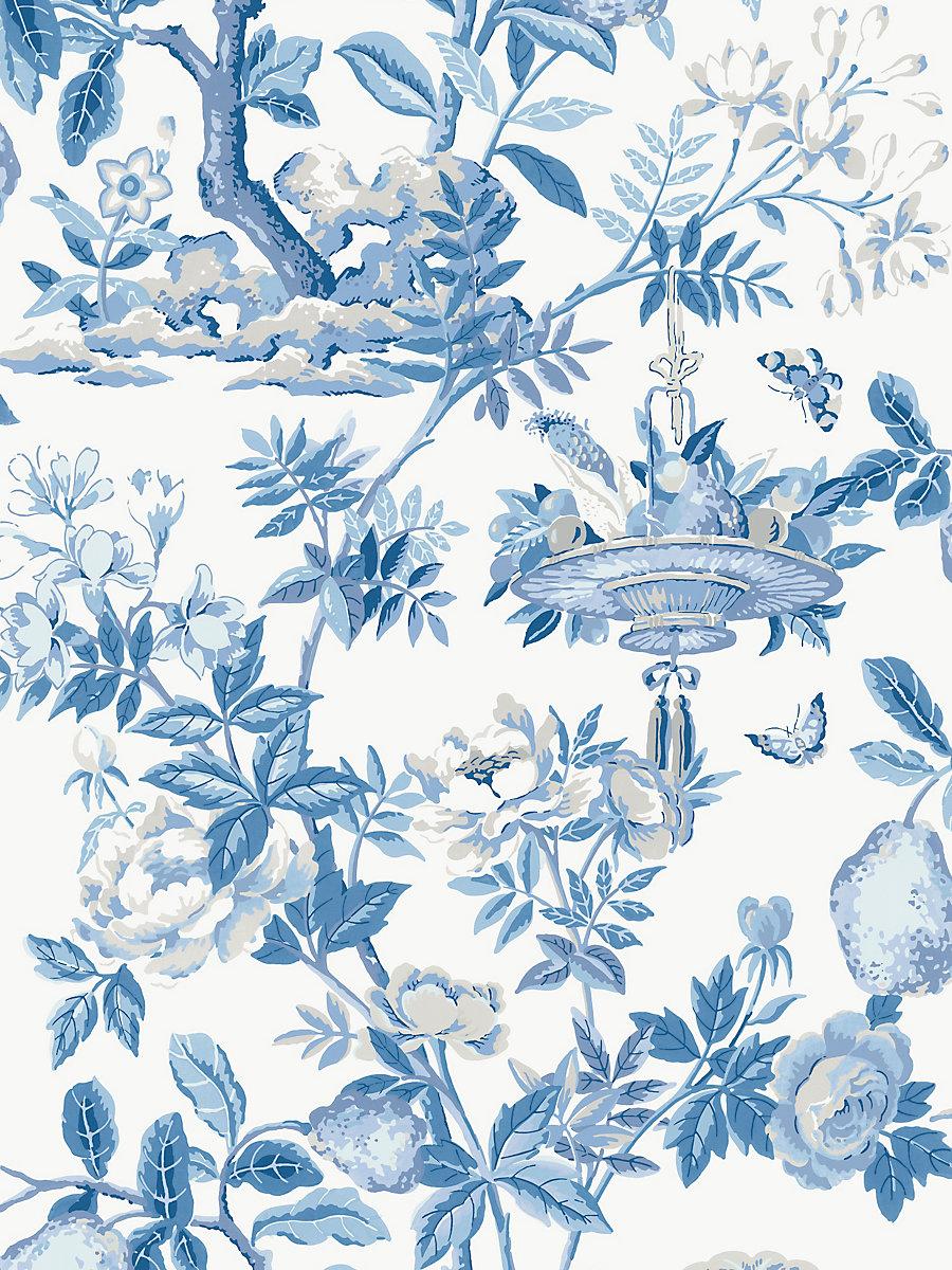 Scalamandre Shantung Garden | Removable Delft Wallpaper