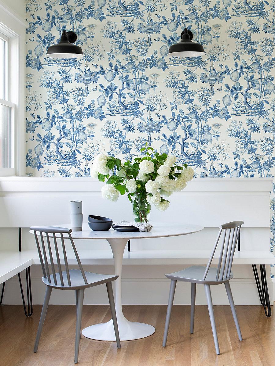 Scalamandre Shantung Garden | Removable Delft Wallpaper