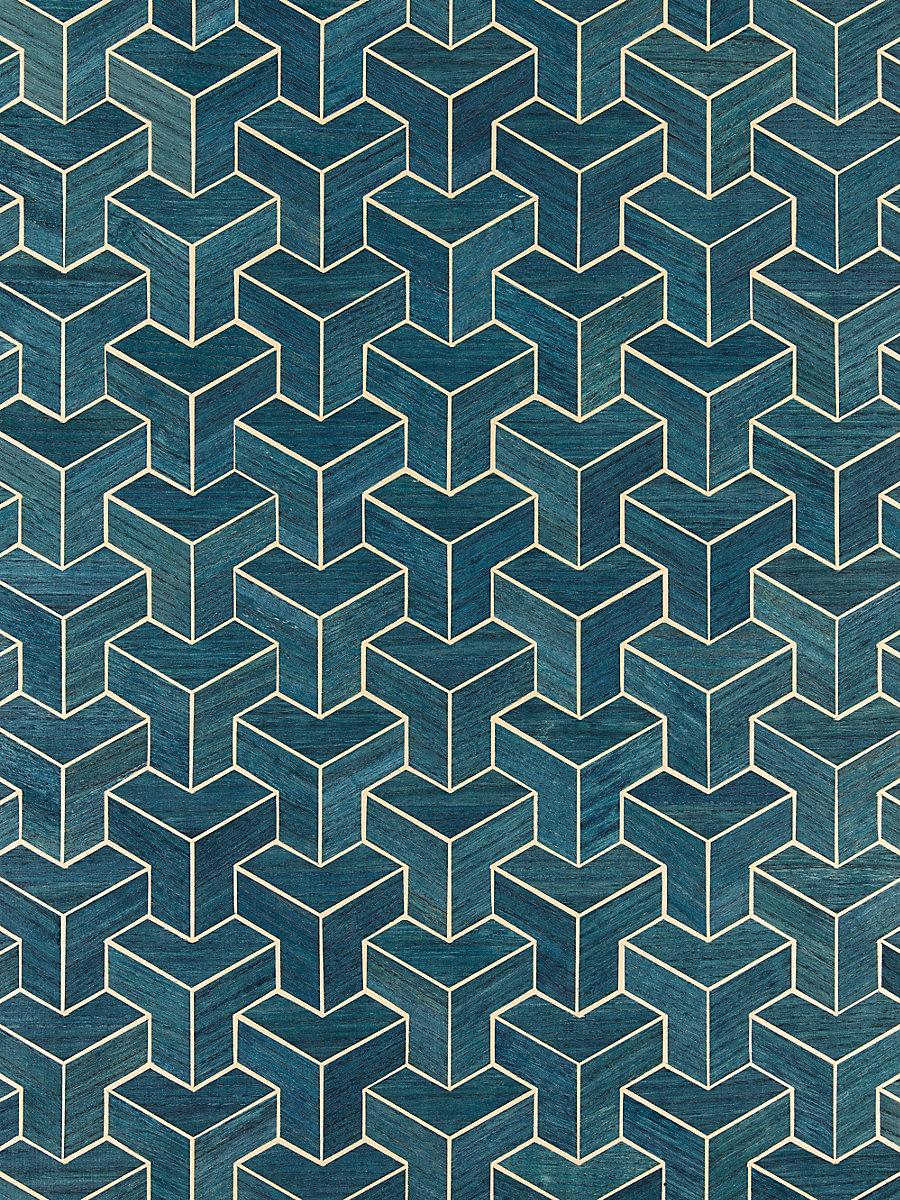 Scalamandre Forte | Wood Navy Wallpaper