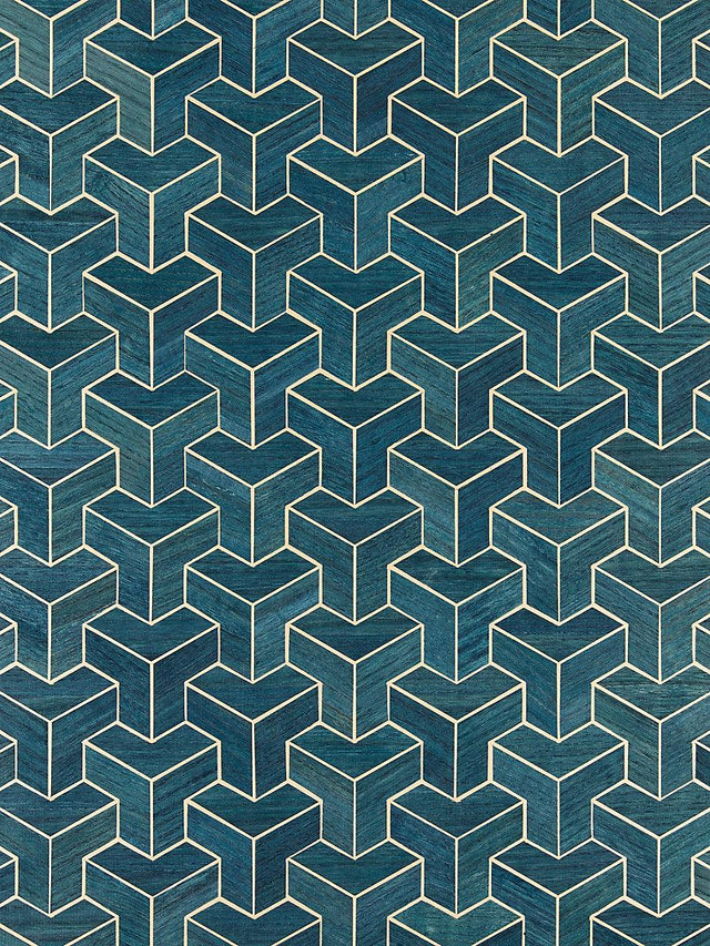 Scalamandre Forte | Wood Navy Wallpaper