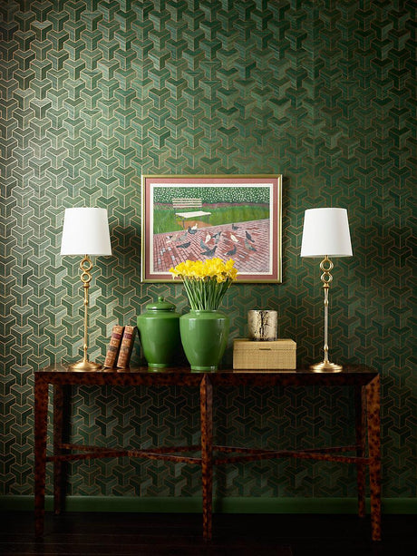 Scalamandre Forte | Wood Navy Wallpaper