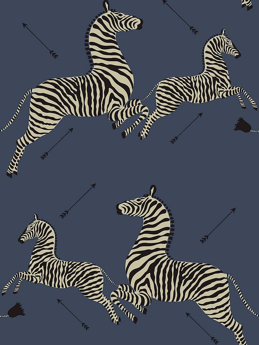 Scalamandre Zebras | Removable Denim Wallpaper