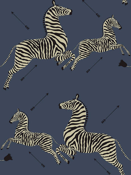 Scalamandre Zebras | Removable Denim Wallpaper