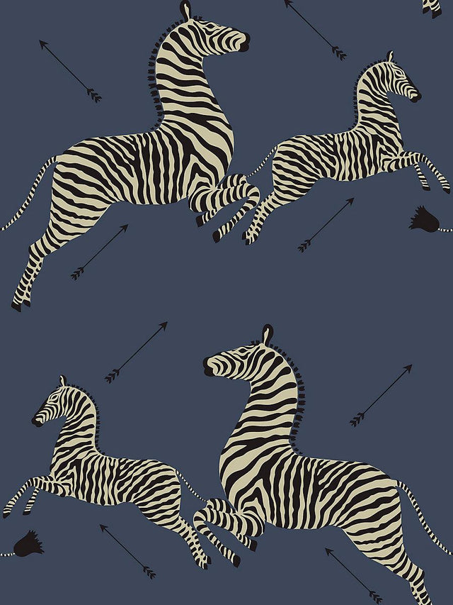 Scalamandre Zebras | Removable Denim Wallpaper