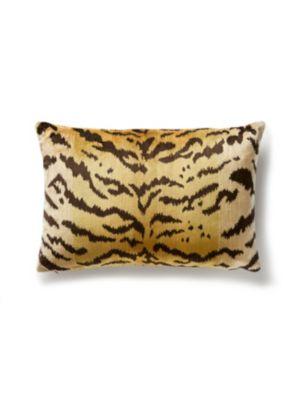 Scalamandre Tigre - Silk Lumbar 14 X 22-Ivory,Gold&Black/Black Decorative Pillow