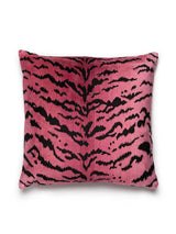 Scalamandre Tigre/Velvet 22 X 22 - Reds & Black / Black Decorative Pillow