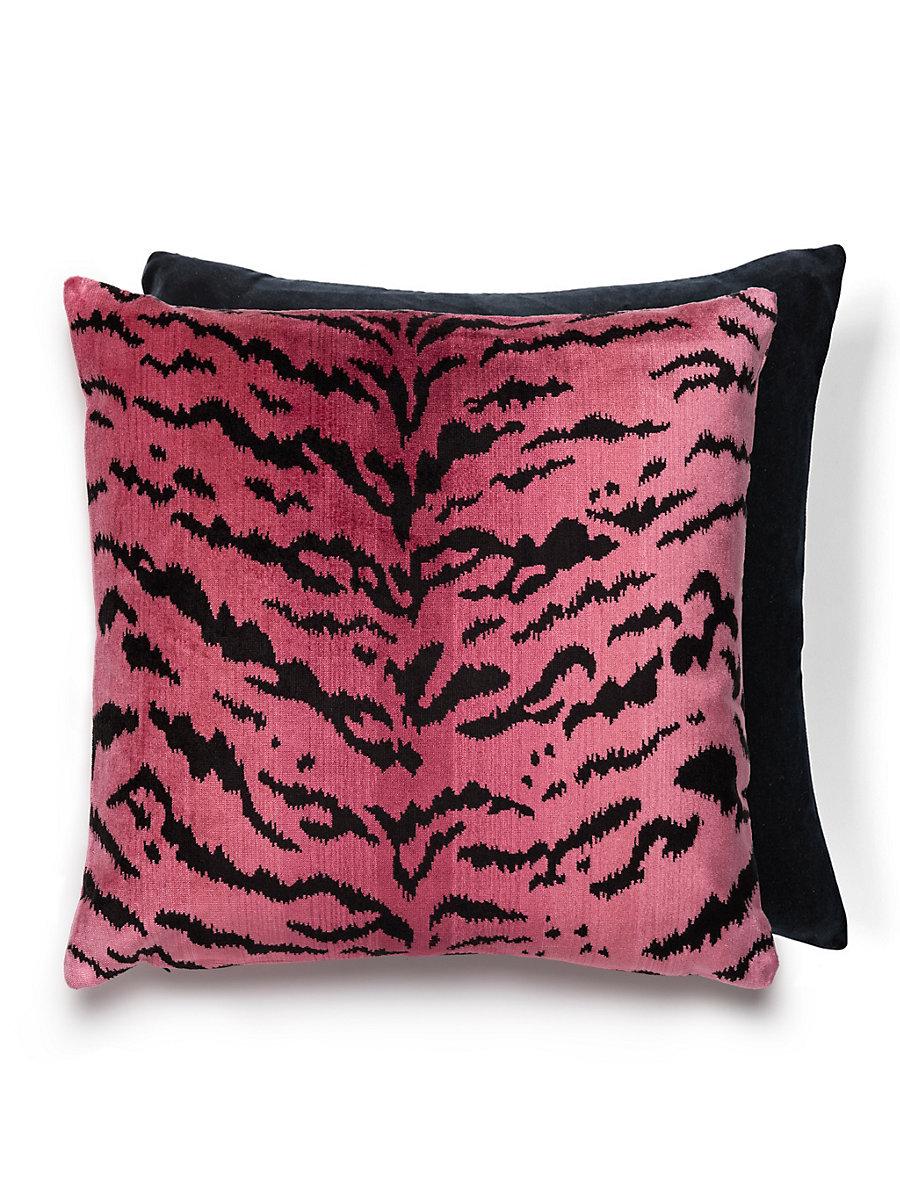 Scalamandre Tigre/Velvet 22 X 22 - Reds & Black / Black Decorative Pillow
