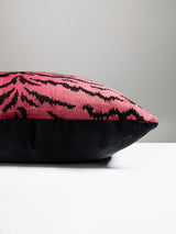 Scalamandre Tigre/Velvet 22 X 22 - Reds & Black / Black Decorative Pillow