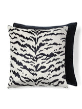 Scalamandre Tigre/Velvet 22 X 22 - Off-White & Black / Black Decorative Pillow