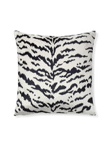 Scalamandre Tigre/Velvet 22 X 22 - Off-White & Black / Black Decorative Pillow