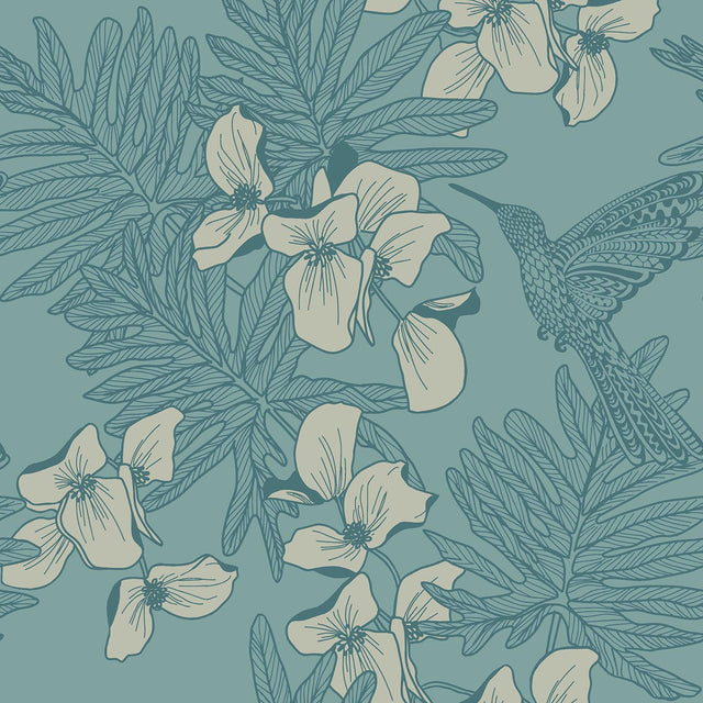 Maxwell HUMMINGBIRD (WP) #03 SEAFOAM Wallpaper