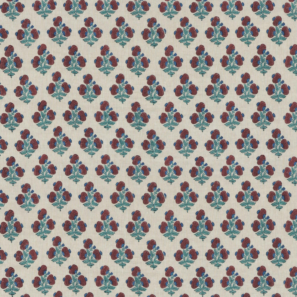 G P & J Baker JAIPUR POPPY RED/BLUE Fabric