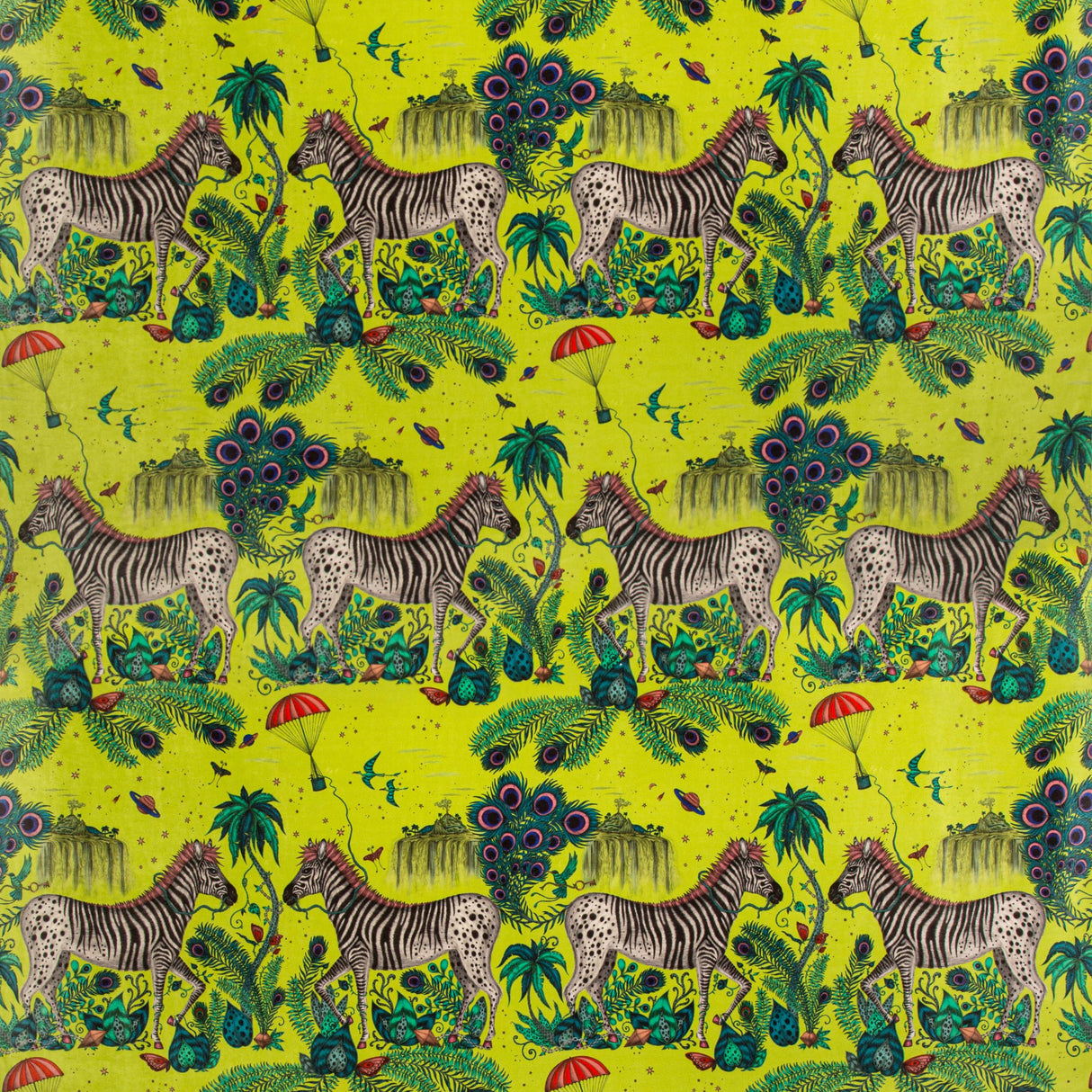 Clarke & Clarke LOST WORLD VELVET LIME Fabric
