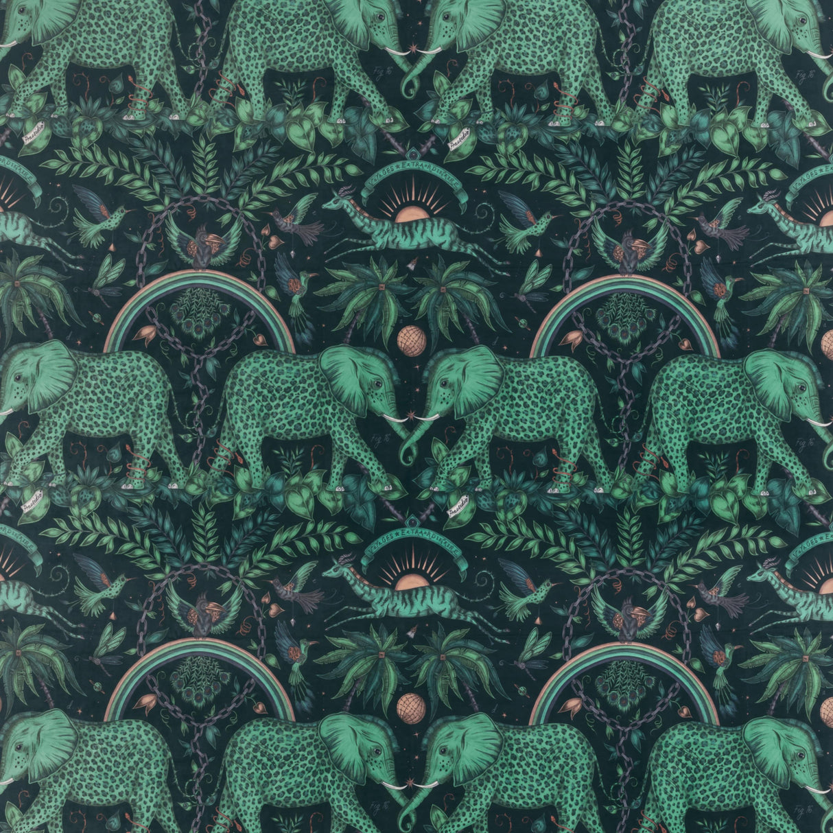 Clarke & Clarke ZAMBEZI VELVET TEAL Fabric