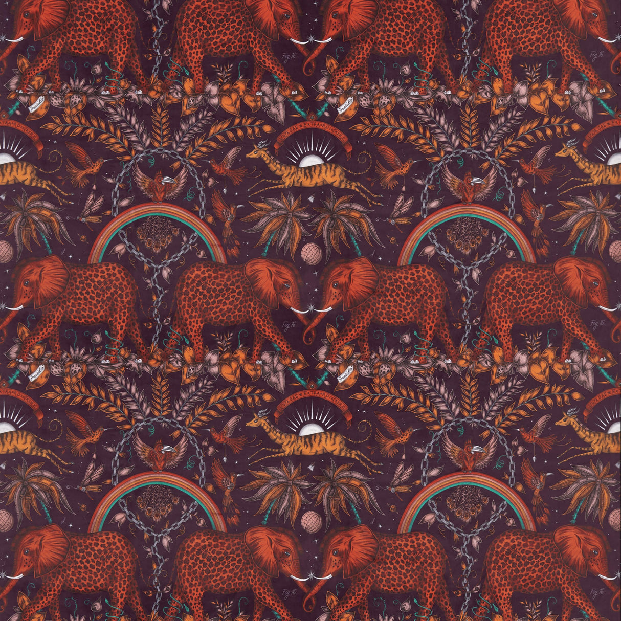 Clarke & Clarke ZAMBEZI VELVET WINE Fabric