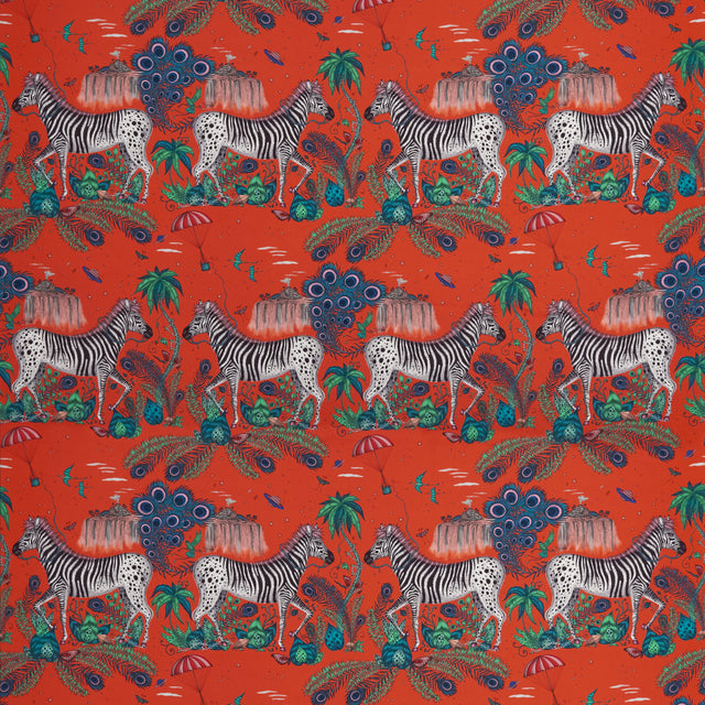 Clarke & Clarke LOST WORLD SATIN RED Fabric