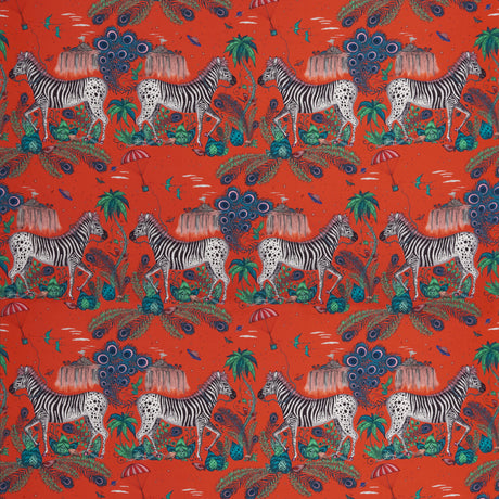 Clarke & Clarke LOST WORLD SATIN RED Fabric