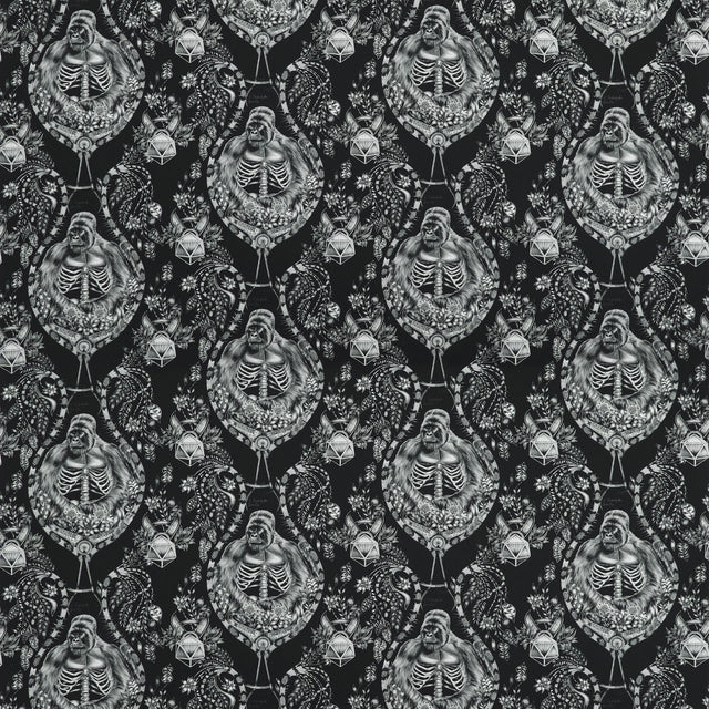 Clarke & Clarke SILVERBACK SATIN BLACK Fabric
