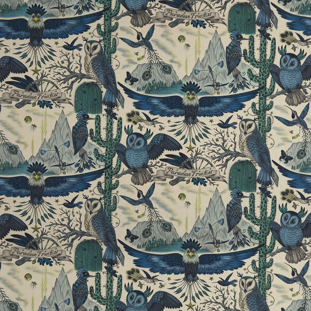 Clarke & Clarke FRONTIER LINEN BLUE Fabric