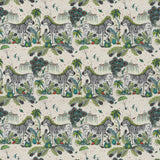 Clarke & Clarke LOST WORLD LINEN GREEN Fabric