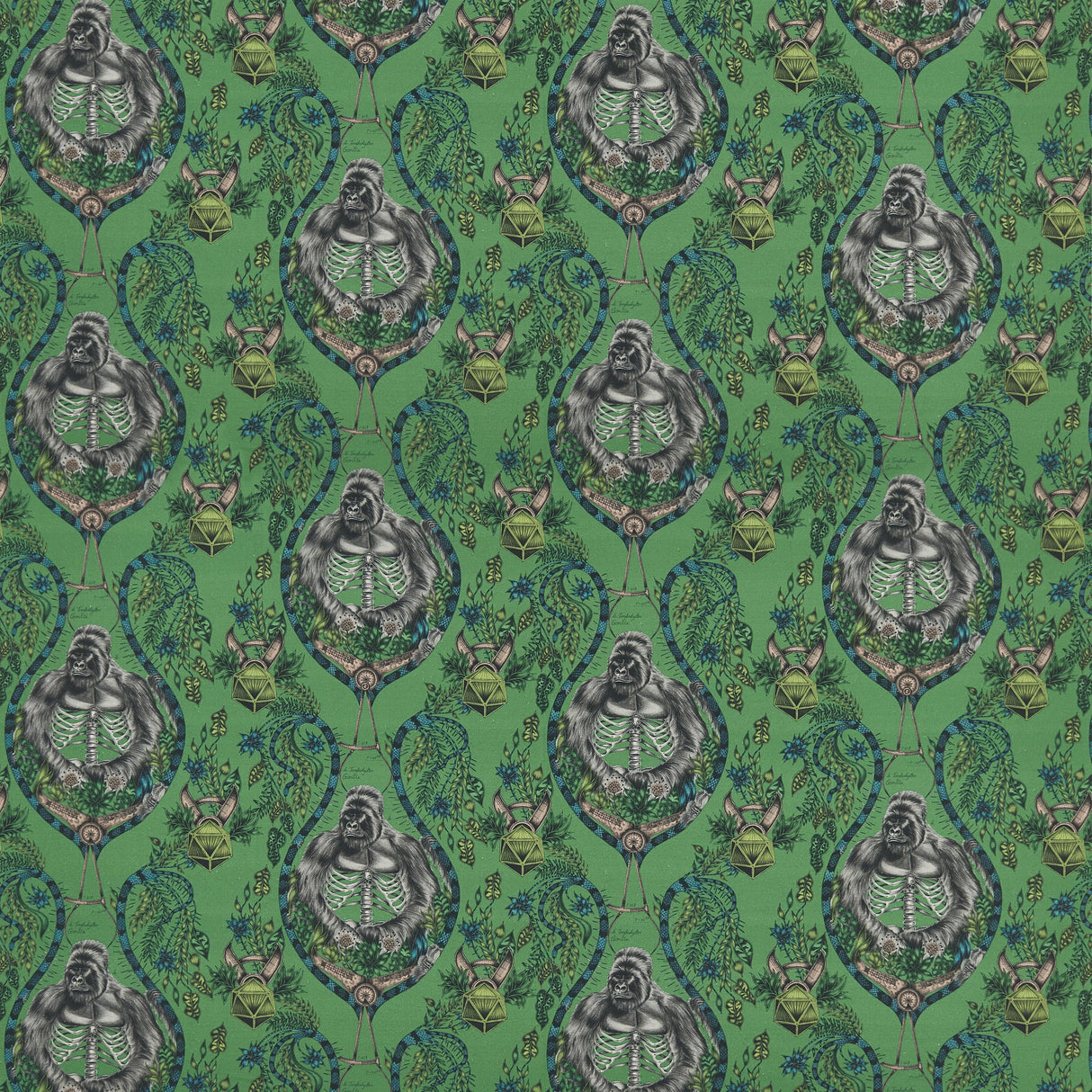Clarke & Clarke SILVERBACK LINEN GREEN Fabric
