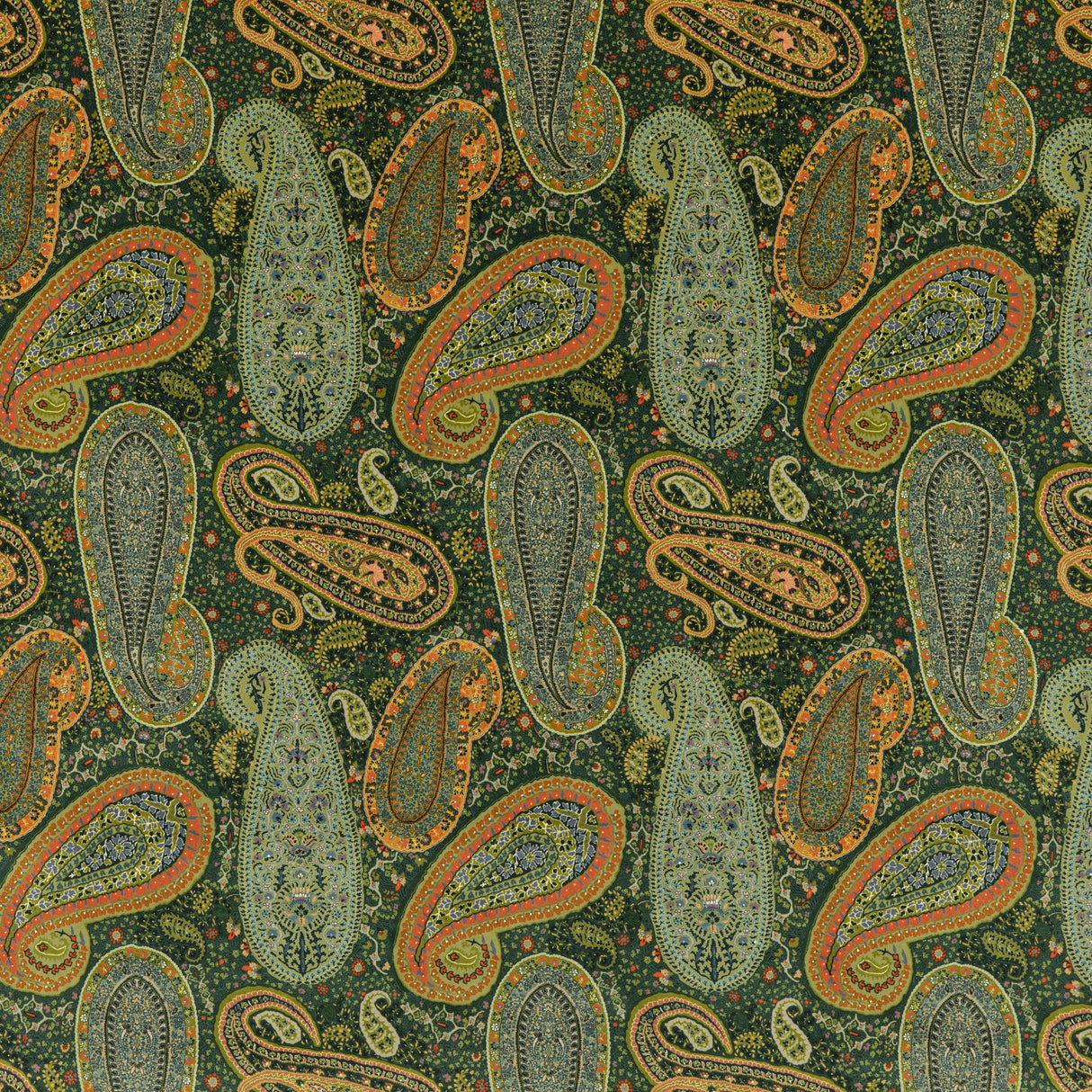 Mulberry PEREGRINE PAISLEY VELVET EMERALD Upholstery Fabric