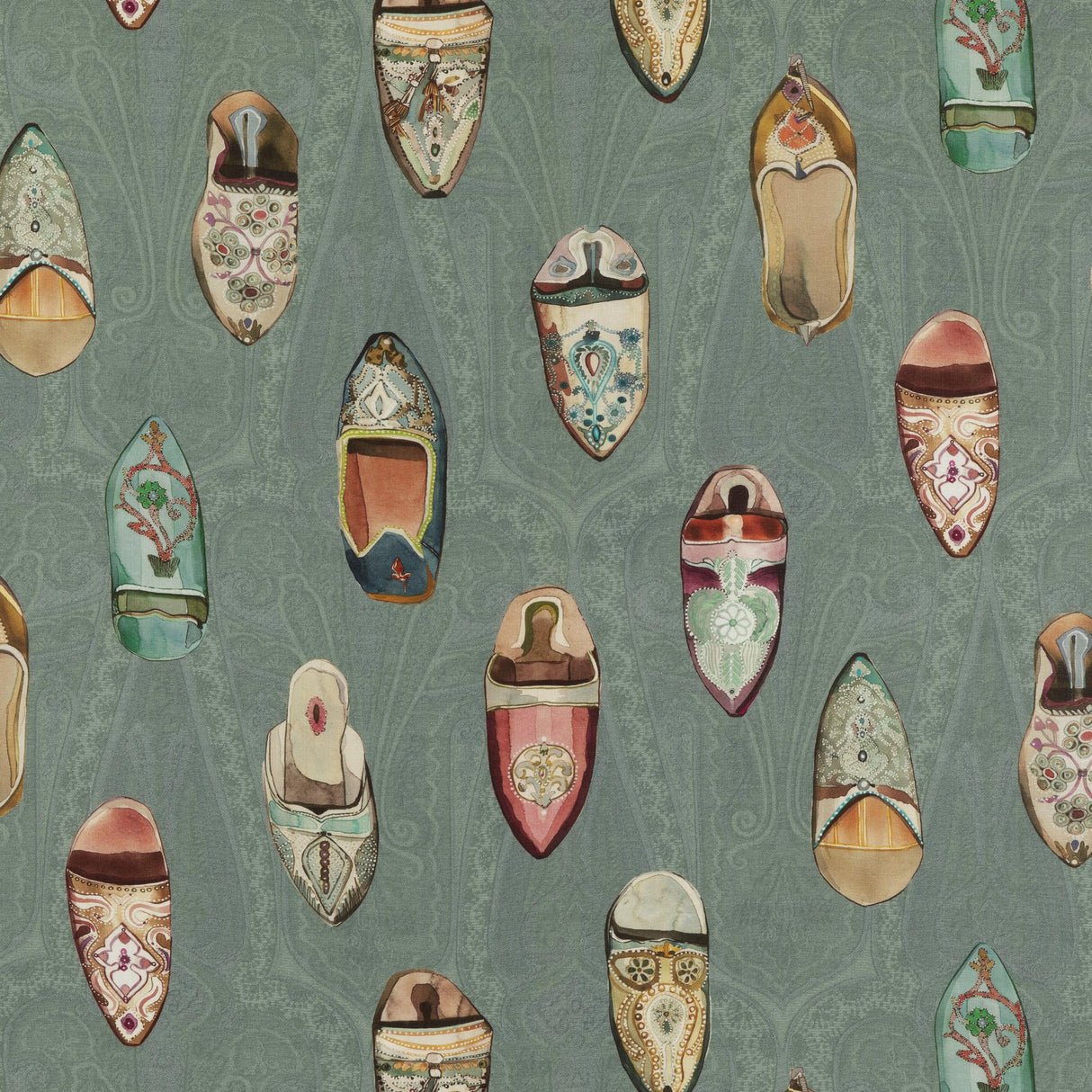 Mulberry BABOUCHES TEAL Fabric