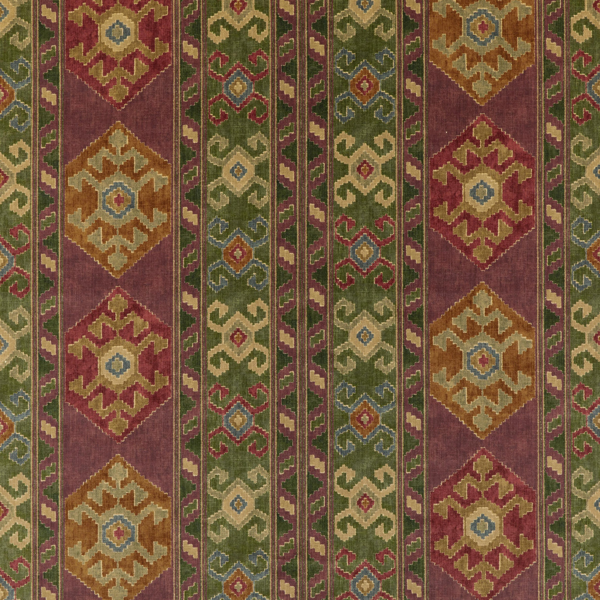 Mulberry NOMAD VELVET PLUM/GREEN Upholstery Fabric