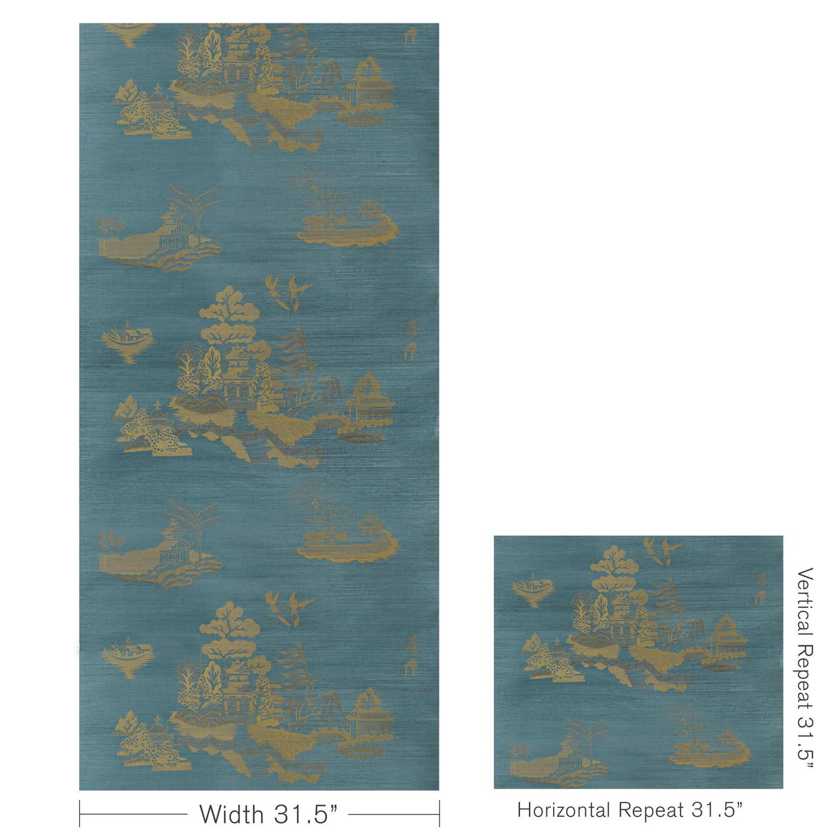 Brunschwig & Fils LA PAGODE TEAL Wallpaper