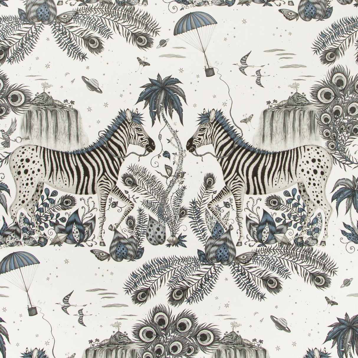 Clarke & Clarke LOST WORLD BLUE Wallpaper