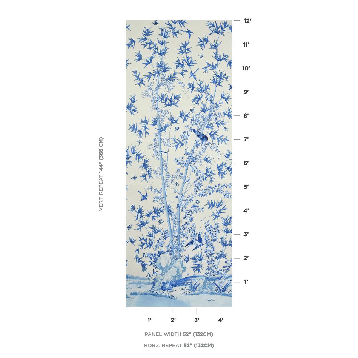 Schumacher Brighton Pavilion Panel Blue Wallpaper