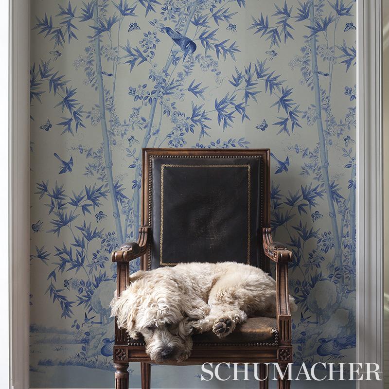 Schumacher Brighton Pavilion Panel Blue Wallpaper