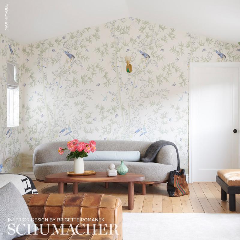 Schumacher Brighton Pavilion Panel Green Wallpaper