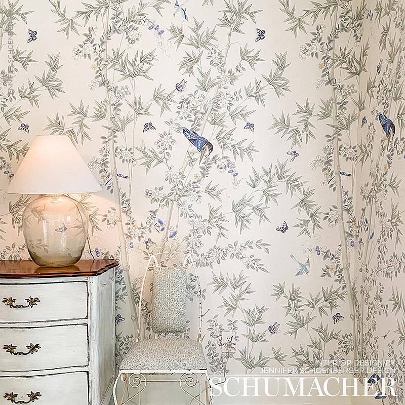 Schumacher Brighton Pavilion Panel Green Wallpaper